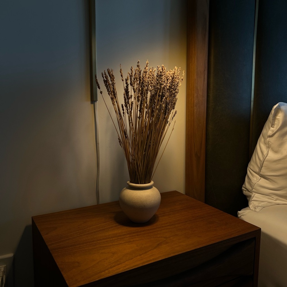 Elegant Beige Vase with Dried Lavender